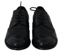 Dark Blue Leather Wingtip Oxford Dress Shoes