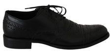 Elegant Black Leather Derby Wingtip Dress Shoes