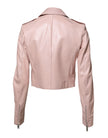 Light Pink Collar Leather Women Biker Jacket