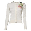 White Silk Lily Buttoned Cardigan Sweater