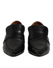 Black Soft Leather Loafer Pointed Toe Slip On Shoes