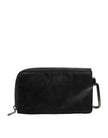 Black Nylon Logo Plaque Keyring Pouch Clutch Bag