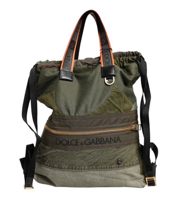 Military Green Patchwork Rucksack Backpack Bag
