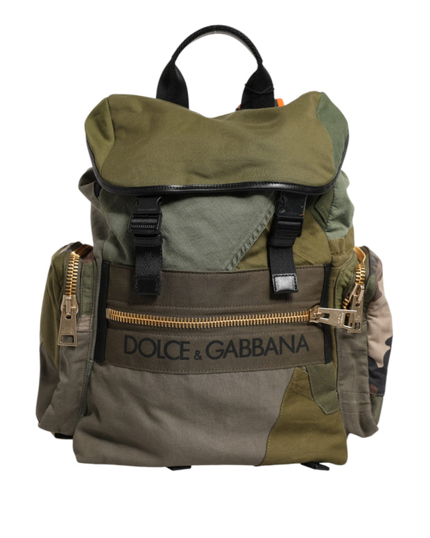 Military Green Patchwork Rucksack Backpack Bag