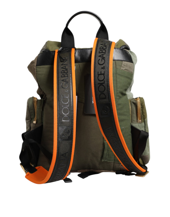 Military Green Patchwork Rucksack Backpack Bag