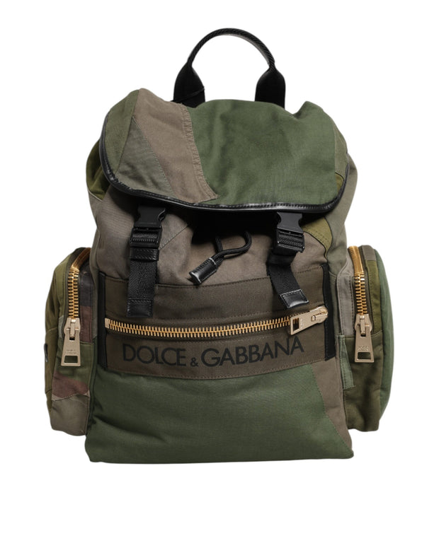 Military Green Patchwork Rucksack Backpack Bag