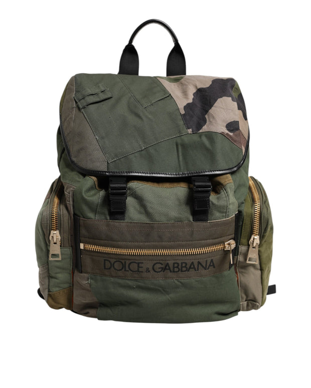 Military Green Patchwork Rucksack Backpack Bag