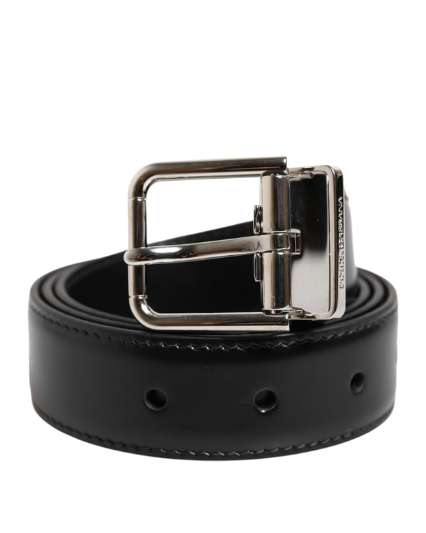 Black Classic Leather Metal Buckle Belt