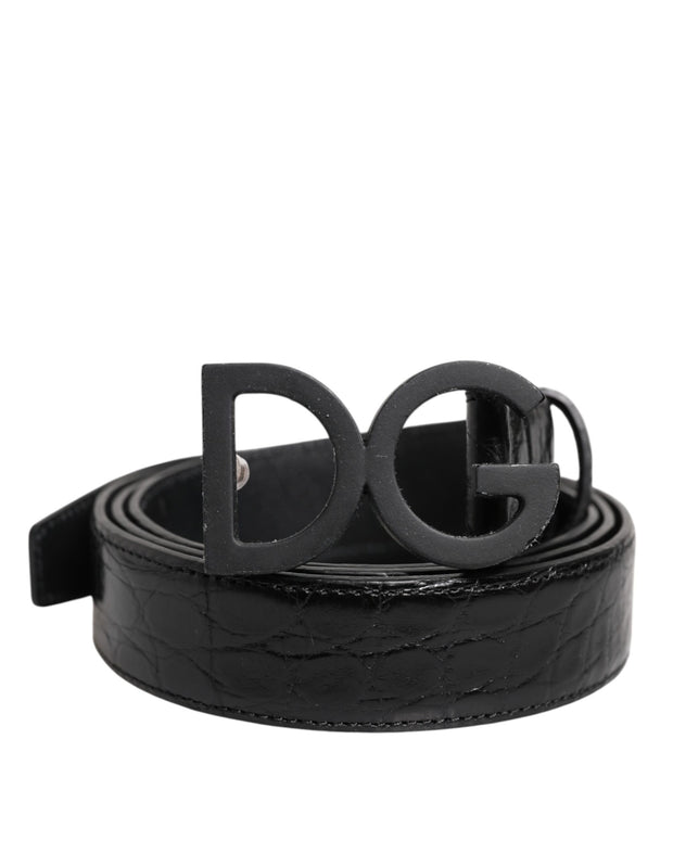 Black Leather Classic Metal DG Buckle Belt