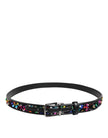 Black Sequin Embellished Metal Buckle Belt