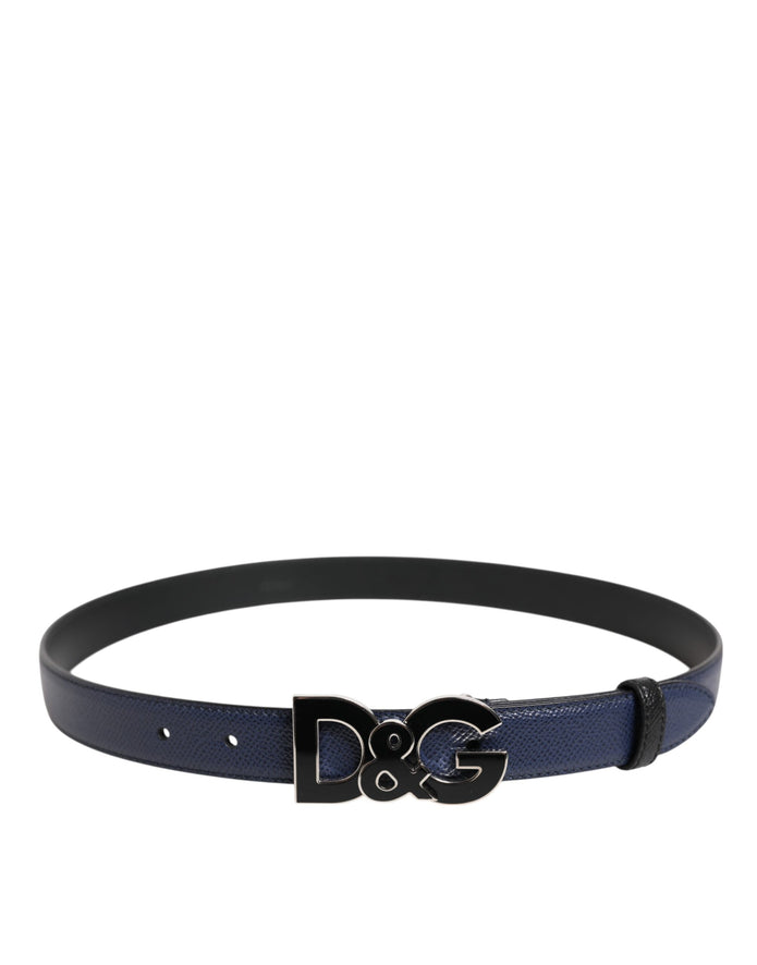 Blue Leather Classic Metal DG Logo Buckle Belt