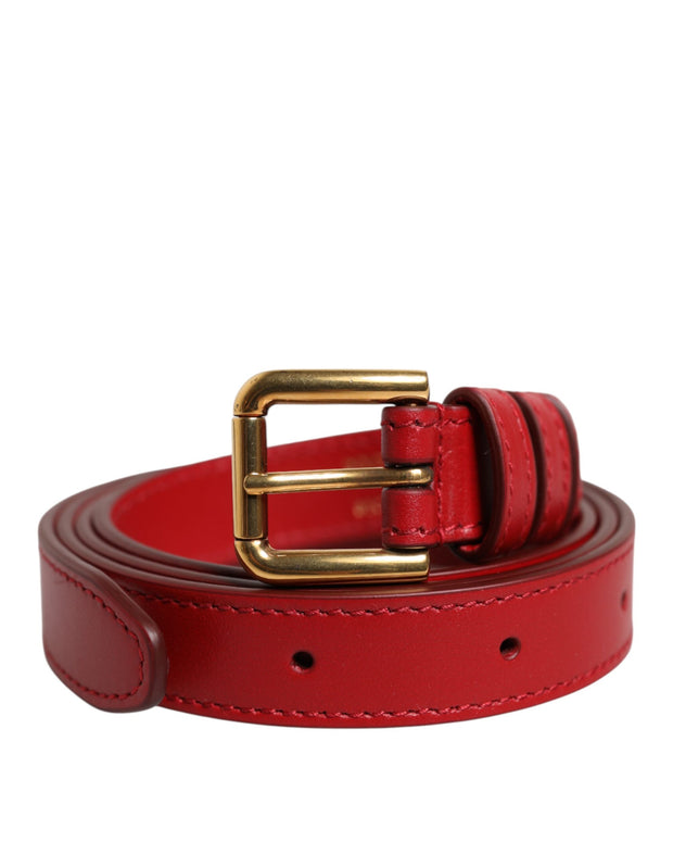 Red Logo Engraved Metal Waist Buckle Belt