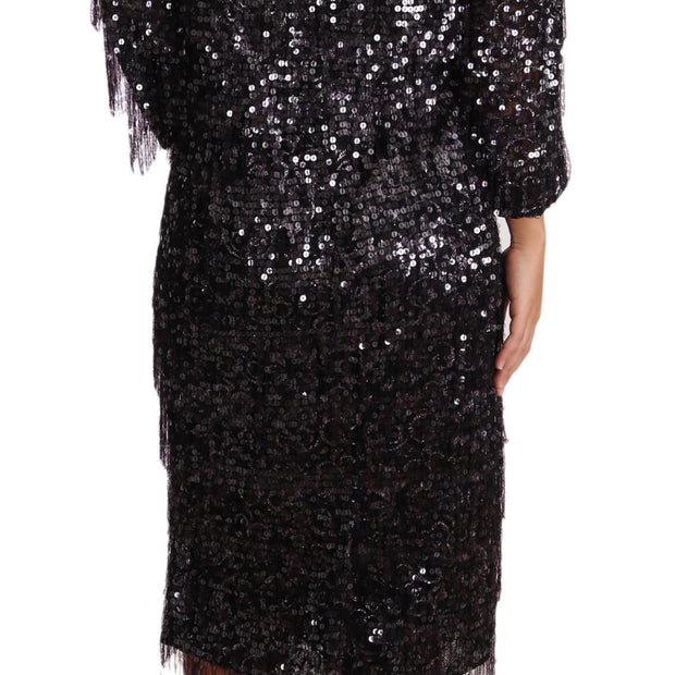 Sequined Shift Midi Dress – Timeless Elegance