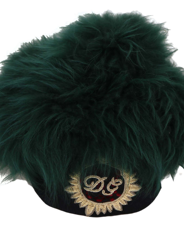 Green Fur DG Logo Embroidered Cloche Hat