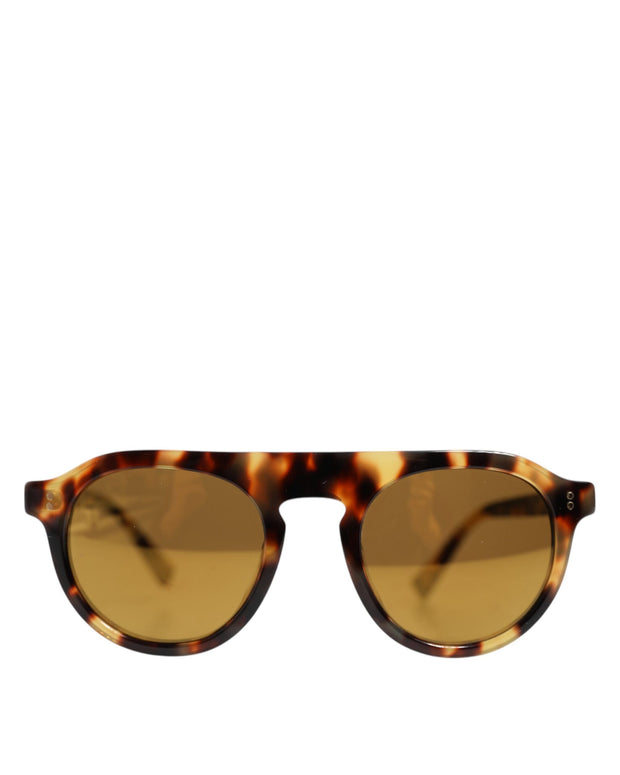 Brown Acetate Round Leopard Print Eyewear Sunglasses
