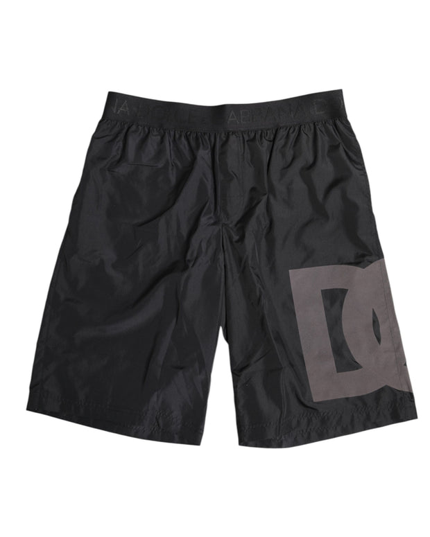 Black Logo Print Beachwear Men Shorts Swimwear