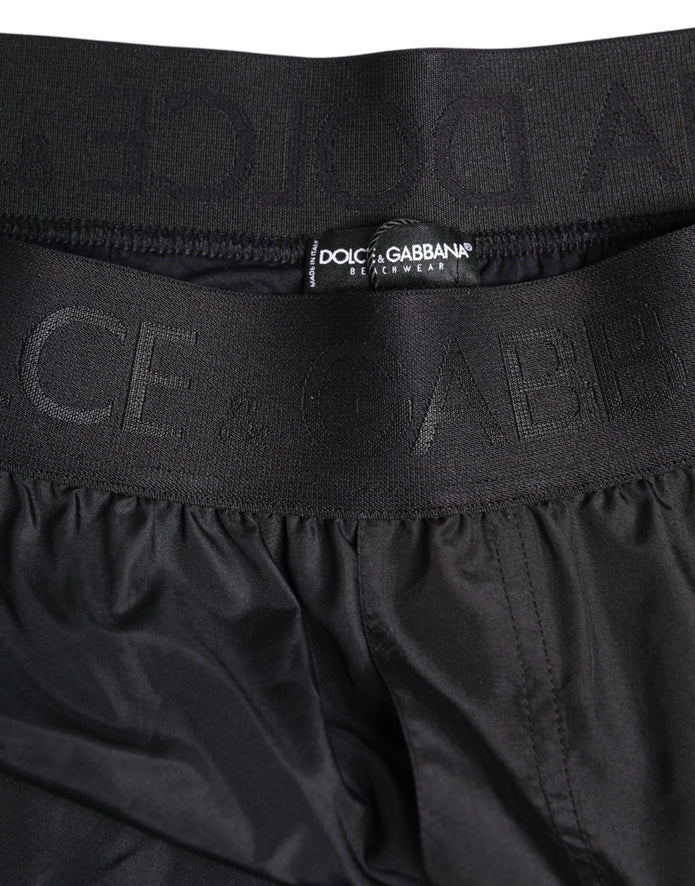 Black Logo Print Beachwear Men Shorts Swimwear