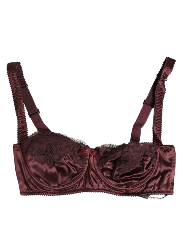 Burgundy Silk Underwired Balconette Bra Underwear