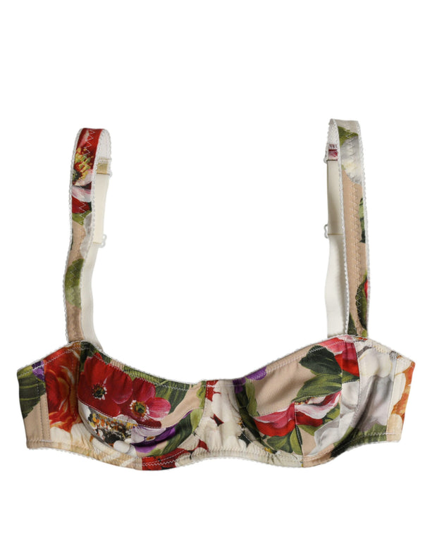 Beige Floral Balconcino Underwired Bra Underwear