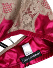 Magenta Floral Lace Silk Non Wire Bra Underwear