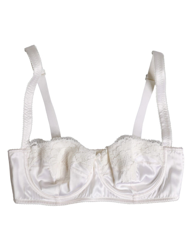 White Silk Underwired Balconette Bra Underwear