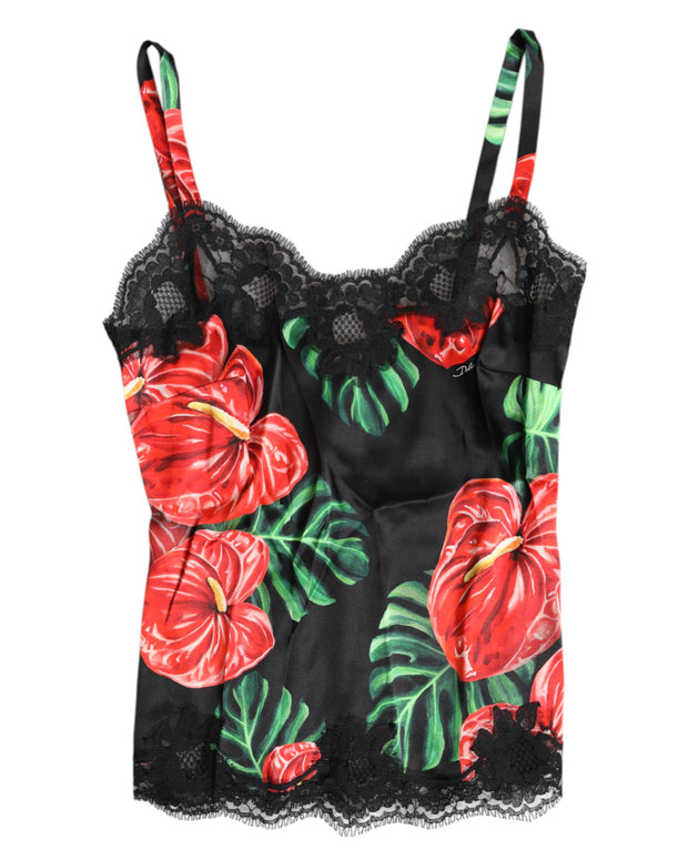 Multicolor Floral Silk Tank Lingerie Underwear