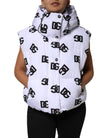 White Black DG Mania Polyester Puffer Jacket