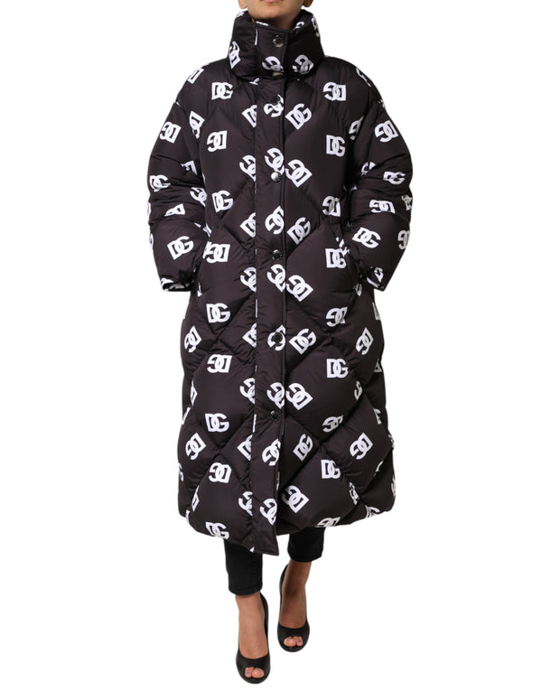Black DG Mania Puffer Quilted Long Coat Jacket