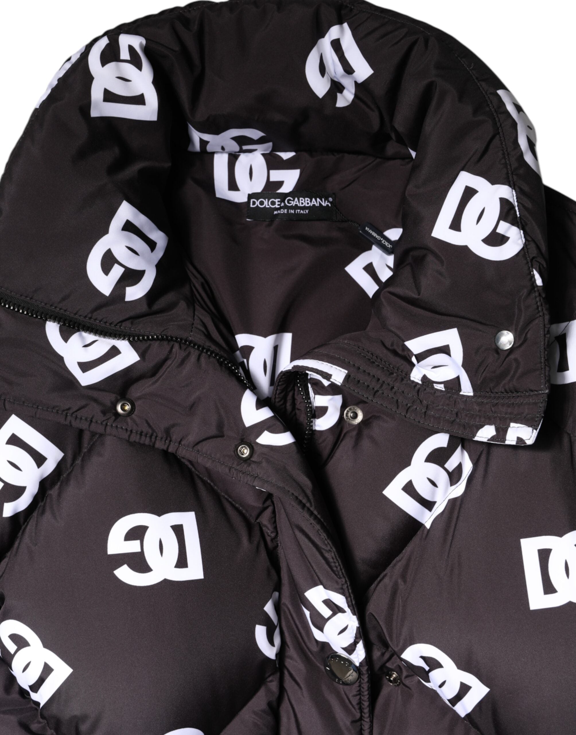 Black DG Mania Puffer Quilted Long Coat Jacket