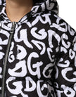 Black White DG Mania Hooded Long Coat Jacket