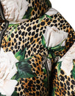 Multicolor Leopard Rose Puffer Quilted Jacket