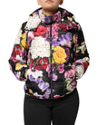 Multicolor Floral Hooded Puffer Quilted Jacket