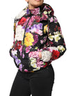 Multicolor Floral Hooded Puffer Quilted Jacket