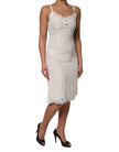 White Lace Gold DG Logo Silk Dress Sleepwear