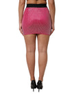 Pink Rhinestone Embellished Logo Mini Skirt
