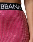 Pink Rhinestone Embellished Logo Mini Skirt