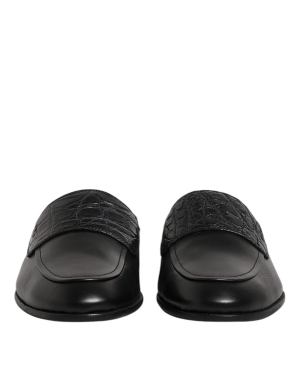Black Calfskin Leather Slip On Loafers Shoes