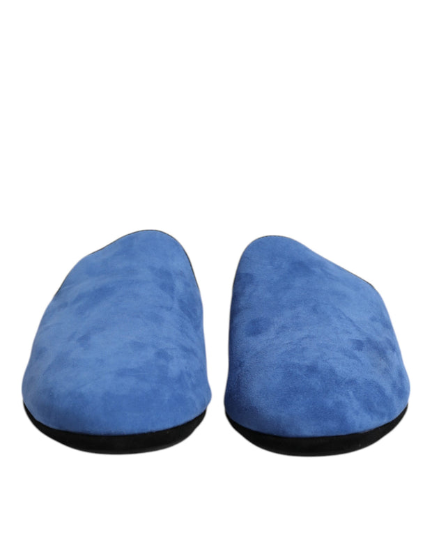 Blue Suede Capra Slides Flat Slipper Shoes