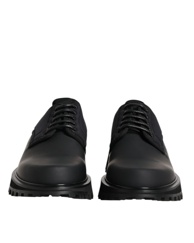 Black Leather Lace Up Trekking Dress Shoes