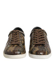 Brown Exotic Leather Low Top Sneakers Shoes