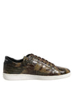 Brown Exotic Leather Low Top Sneakers Shoes