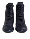 Dark Blue Leather KING High Top Sneakers Shoes