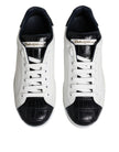 White Black Leather Portofino Sneaker Shoes
