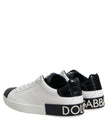 White Black Leather Portofino Sneaker Shoes