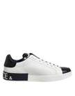 White Black Leather Portofino Sneaker Shoes