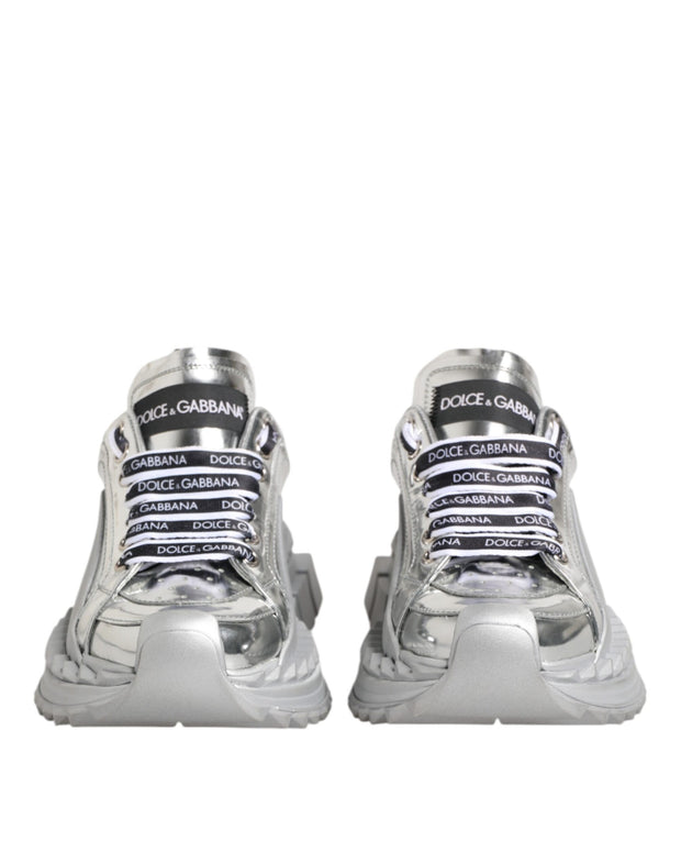 Silver Leather Super Queen Sneakers Shoes