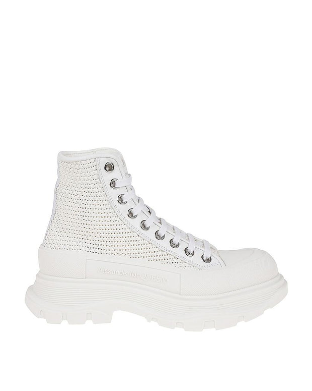 White Raffia High Top Sneakers