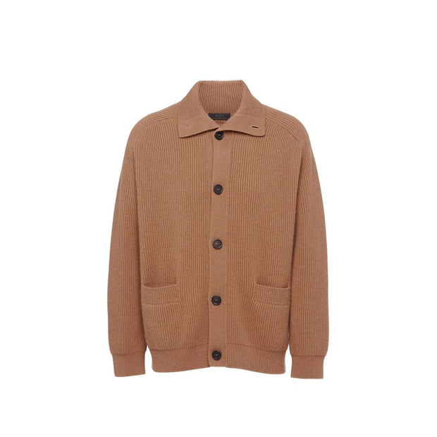 Ribbed Knit Cashmere Cardigan