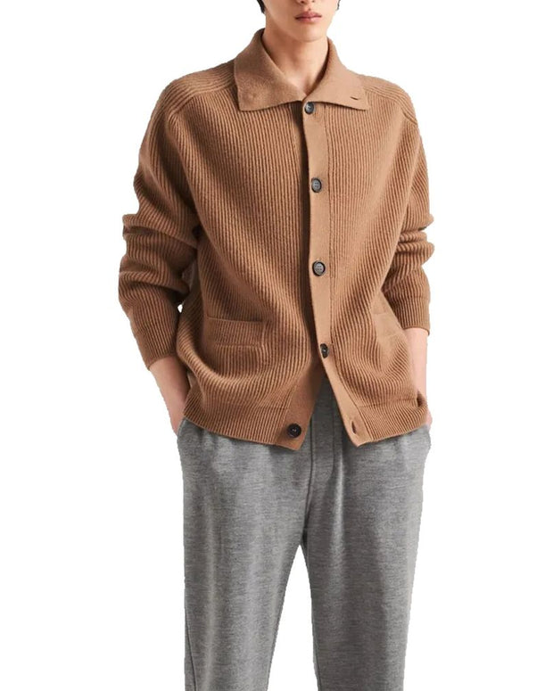 Ribbed Knit Cashmere Cardigan