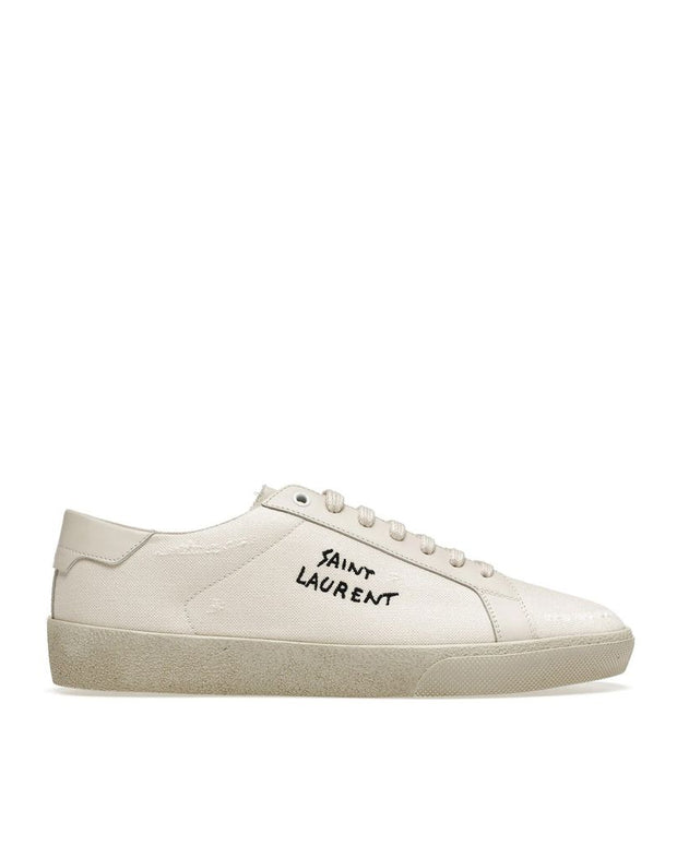 White Canvas Low Top Sneakers